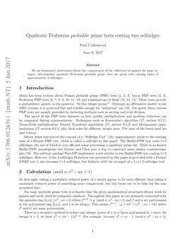 Quadratic Frobenius Probable Prime Tests Costing Two Selfridges