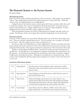 The Domestic System Vs. the Factory System by Sarah Collinge