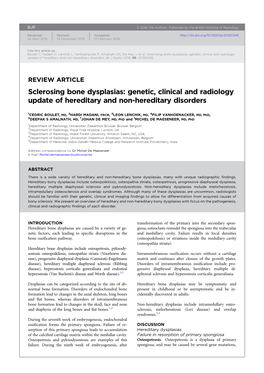 Sclerosing Bone Dysplasias: Genetic, Clinical and Radiology Update of Hereditary and Non-Hereditary Disorders