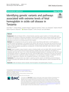 Identifying Genetic Variants and Pathways Associated with Extreme Levels of Fetal Hemoglobin in Sickle Cell Disease in Tanzania