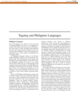 Tagalog and Philippine Languages.Qxd