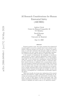 AI Research Considerations for Human Existential Safety (ARCHES)