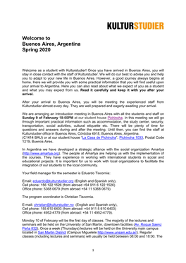 Welcome to Buenos Aires, Argentina Spring 2020
