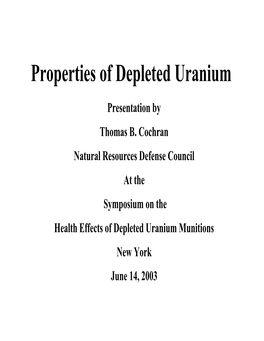 Properties of Depleted Uranium