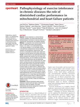 Pathophysiology of Exercise Intolerance in Chronic Diseases: the Role of Diminished Cardiac Performance in Mitochondrial and Heart Failure Patients