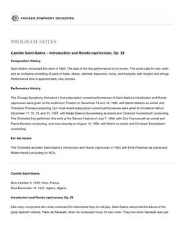 Program Notes