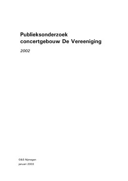 Publieksonderzoek Concertgebouw De Vereeniging