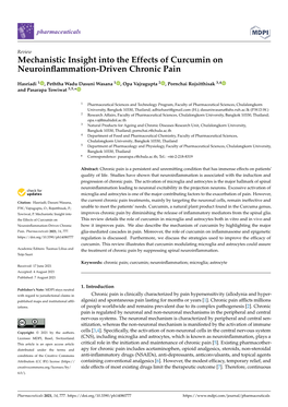 Mechanistic Insight Into the Effects of Curcumin on Neuroinflammation