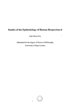 Studies of the Epidemiology of Human Herpesvirus 6