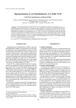 Disproportionation of 1,2,4-Trimethylbenzene Over Zeolite NU-87