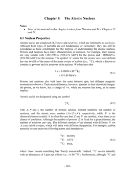 Chapter 8. the Atomic Nucleus