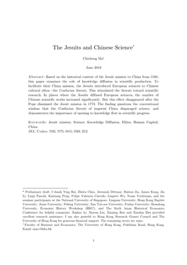 The Jesuits and Chinese Science*
