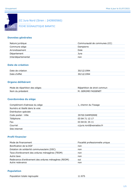 CC Jura Nord (Siren : 243900560)