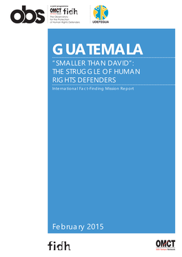 GUATEMALA “SMALLER THAN DAVID”: the STRUGGLE of HUMAN RIGHTS DEFENDERS International Fact-Finding Mission Report