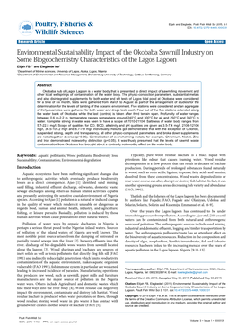 Environmental Sustainability Impact of the Okobaba Sawmill Industry On