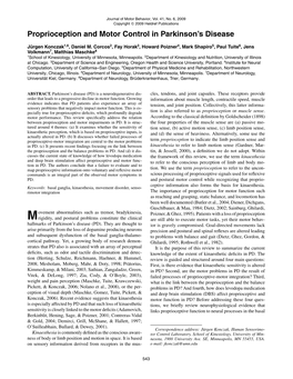 Proprioception and Motor Control in Parkinson's Disease