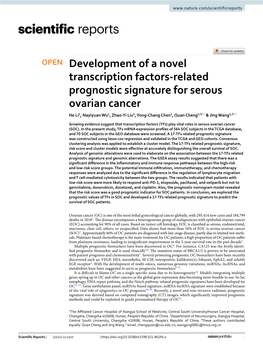 Development of a Novel Transcription Factors-Related Prognostic Signature