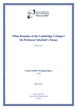 What Remains of the Cambridge Critique? on Professor Schefold's Theses