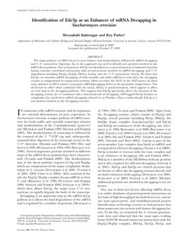 Identification of Edc3p As an Enhancer of Mrna Decapping In