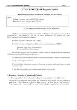 LTSPICE SOFTWARE Beginner's Guide