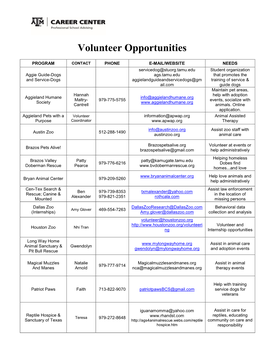 Volunteer Opportunities