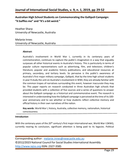 Journal of International Social Studies, V. 9, N. 1, 2019, Pp. 29-52