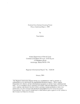 Niukluk River Salmon Counting Tower Project Summary Report, 1999