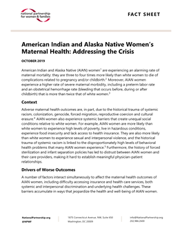 American Indian and Alaska Native Women's Maternal Health