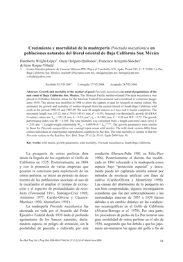 Crecimiento Y Mortalidad De La Madreperla Pinctada Mazatlanica En Poblaciones Naturales Del Litoral Oriental De Baja California Sur, México