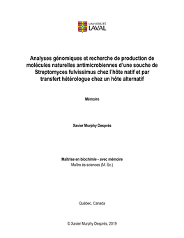 Analyses Génomiques Et Recherche De Production De Molécules