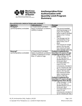 Amifampridine Prior Authorization with Quantity Limit Program