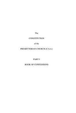 Book of Confessions the Constitution