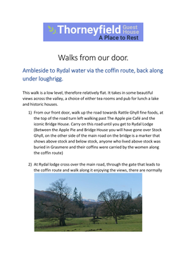 Walks from Our Door. Ambleside to Rydal Water Via the Coffin Route, Back Along Under Loughrigg