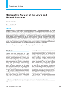 Comparative Anatomy of the Larynx and Related Structures