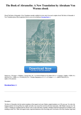 The Book of Abramelin: a New Translation by Abraham Von Worms Ebook