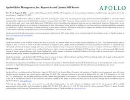 Apollo Global Management, Inc. Reports Second Quarter 2021 Results