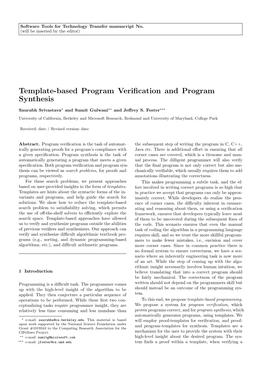 Template-Based Program Verification and Program Synthesis