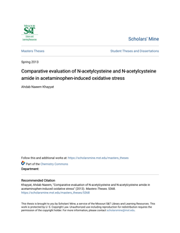 Comparative Evaluation of N-Acetylcysteine and N-Acetylcysteine Amide in Acetaminophen-Induced Oxidative Stress