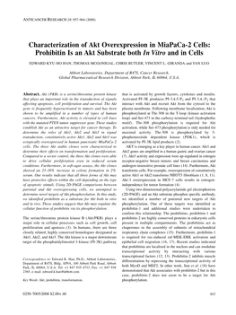 Characterization of Akt Overexpression in Miapaca-2 Cells