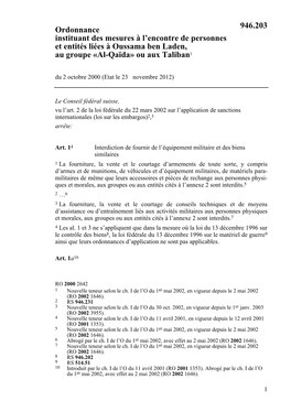 Ordonnance Instituant Des Mesures À L'encontre De Personnes Et