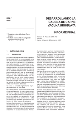 Desarrollando La Cadena De Carne Vacuna Uruguaya