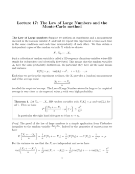 The Law of Large Numbers and the Monte-Carlo Method