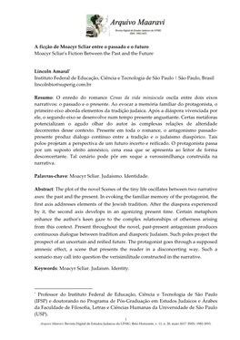 A Ficção De Moacyr Scliar Entre O Passado E O Futuro Moacyr Scliar's Fiction Between the Past and the Future