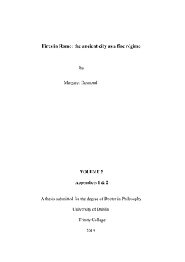 Fires in Rome: the Ancient City As a Fire Régime