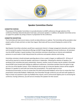 Speaker Committee Charter