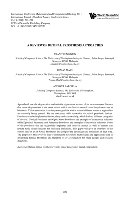 A Review of Retinal Prosthesis Approaches