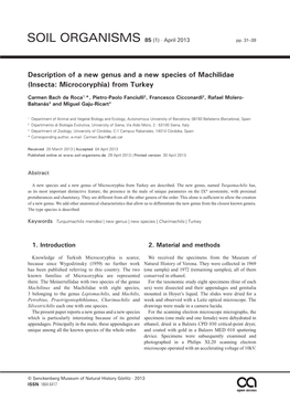 Description of a New Genus and a New Species of Machilidae (Insecta: Microcoryphia) from Turkey