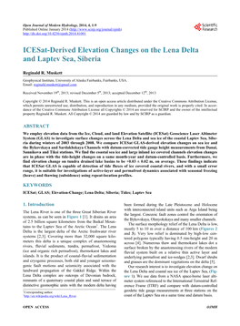 Icesat-Derived Elevation Changes on the Lena Delta and Laptev Sea, Siberia