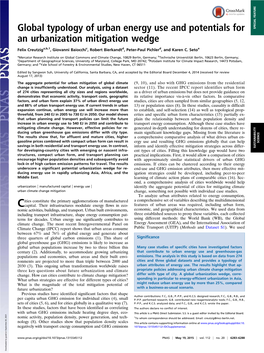 Global Typology of Urban Energy Use and Potentials for An