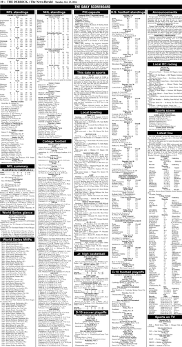 THE DAILY SCOREBOARD NFL Standings NHL Standings Pitt Capsule H.S
